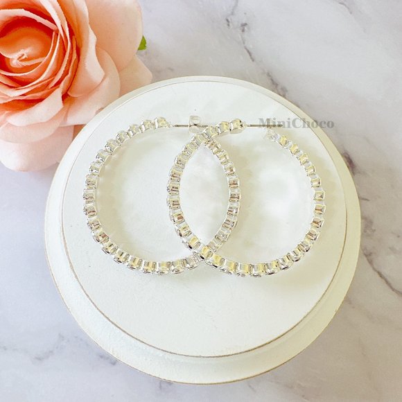 4.5 cm Crystal Hoop Earrings - Picture 1 of 8